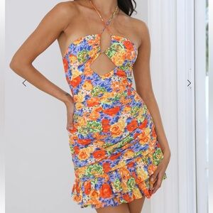 Floral Boutique Ruched Mini Dress